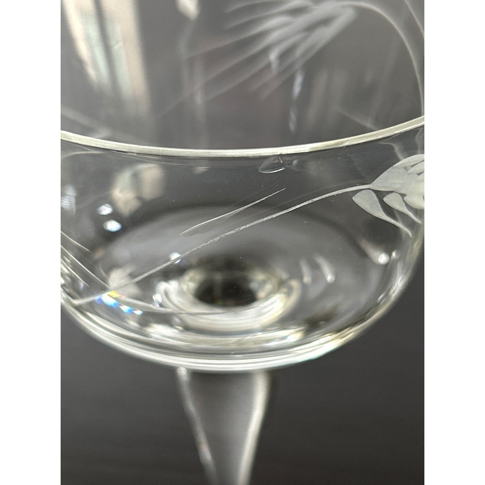 Vintage Etched Crystal Cordial Glasses Set of 4 Wheat Pattern Stemware Clear - Picture 5 of 5